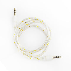Aux Audio Cable 3.5mm Male to Male Woven Fabric Cotton (White)