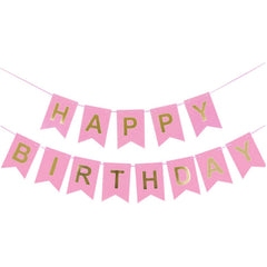 Happy Birthday Banner With Shiny Gold Letters For Birthday Party Boys Girl Baby Shower Decoration Wedding Bunting Garland Banner