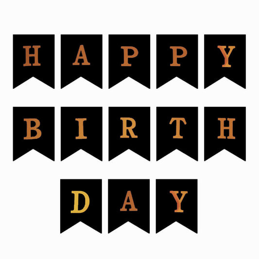 Happy Birthday Banner With Shiny Gold Letters For Birthday Party Boys Girl Baby Shower Decoration Wedding Bunting Garland Banner