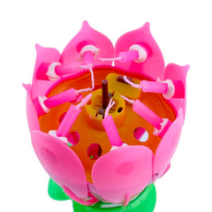 Happy Birthday Musical Magical Opening Flower Candle For Party