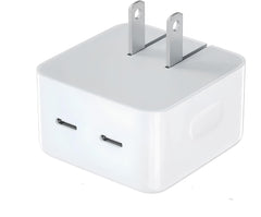 2-Pin Adapter 50 W USB-C+C Charger White fast charger for iPhone 14 Pro Max