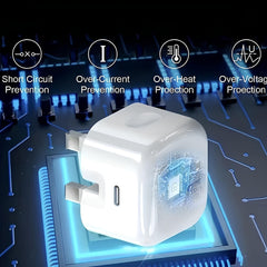 3 Pin Power Adapter 20W USB-C White Folding pins Fast Charger For iPhone