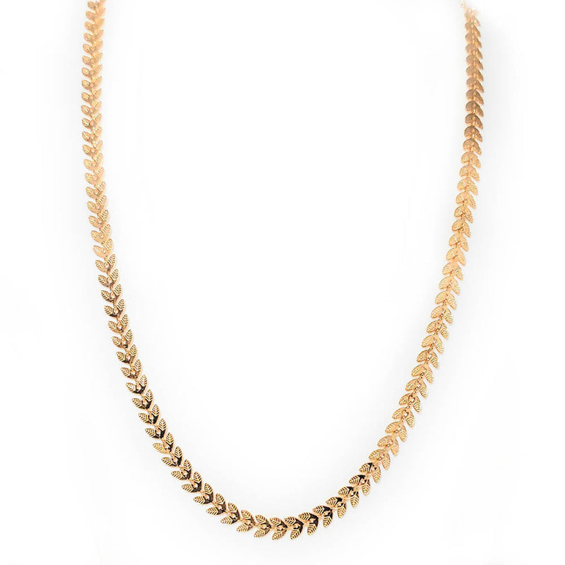 Leaf Shaped Half Gold Chain Necklace For Girls