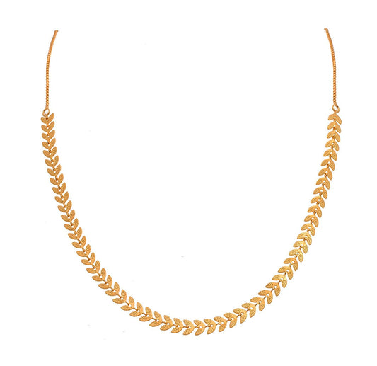 Leaf Shaped Half Gold Chain Necklace For Girls