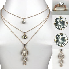 3 Layer Almond Necklace Set With Ring & Earring